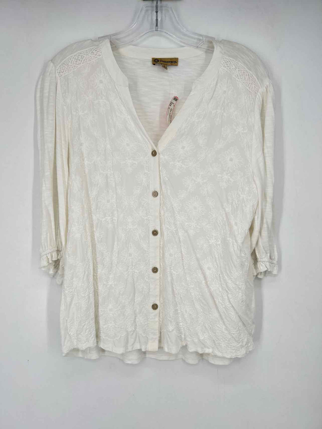 Democracy Size L White Embroidered Long Sleeve