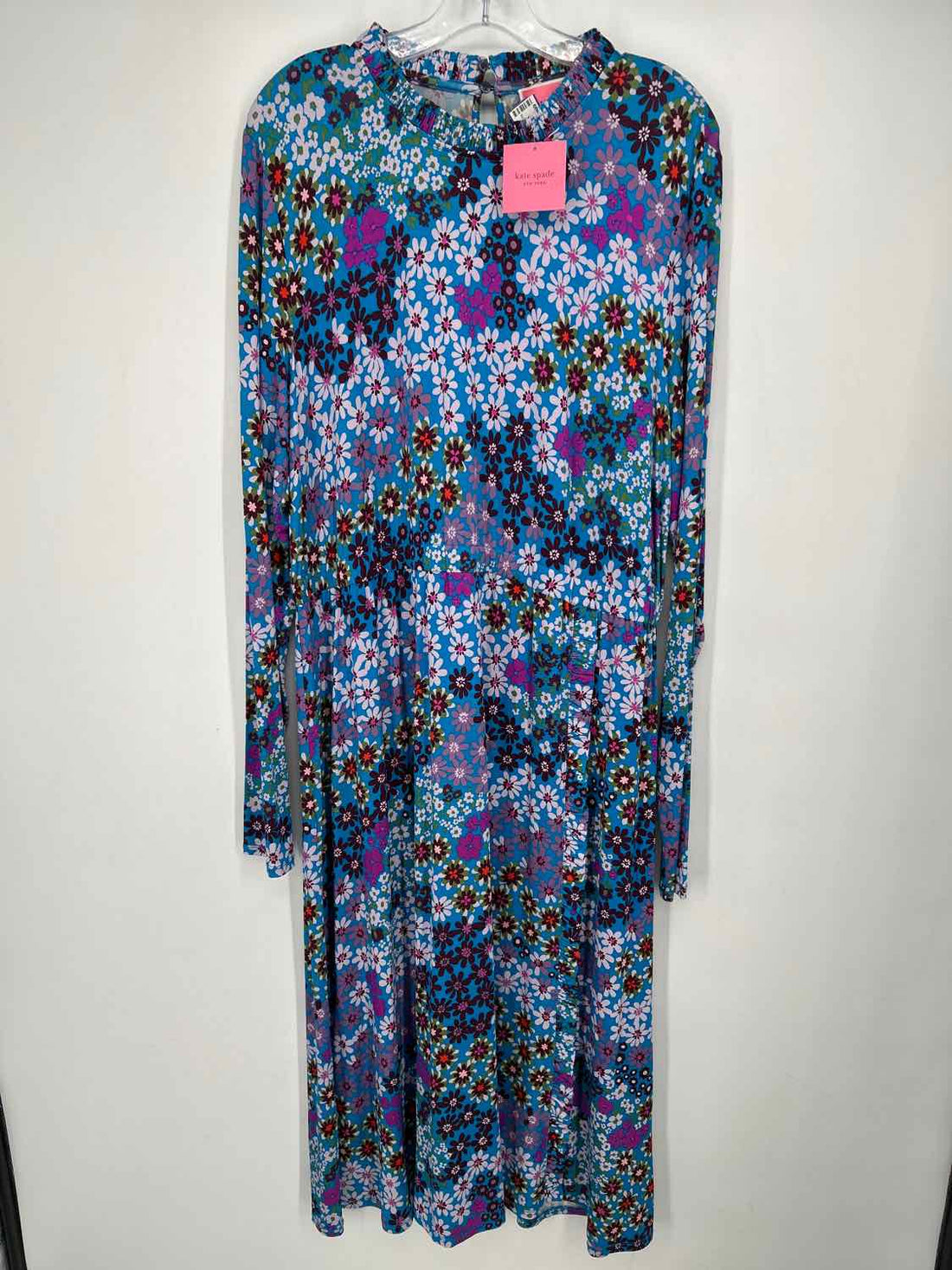 Kate Spade Size XXL Blue Floral Long Sleeve Dress
