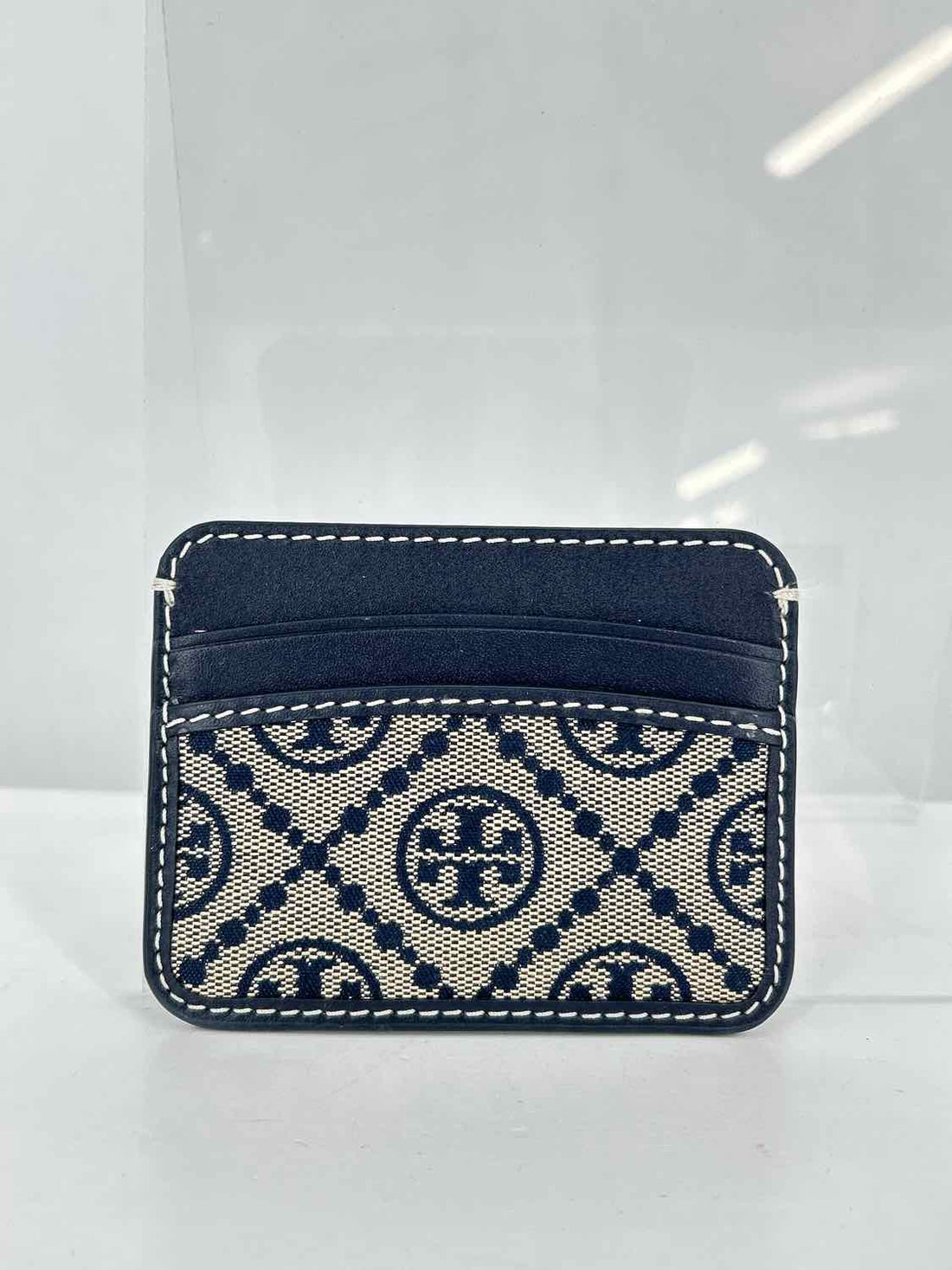 Tory Burch Navy Canvas & Leather Wallet