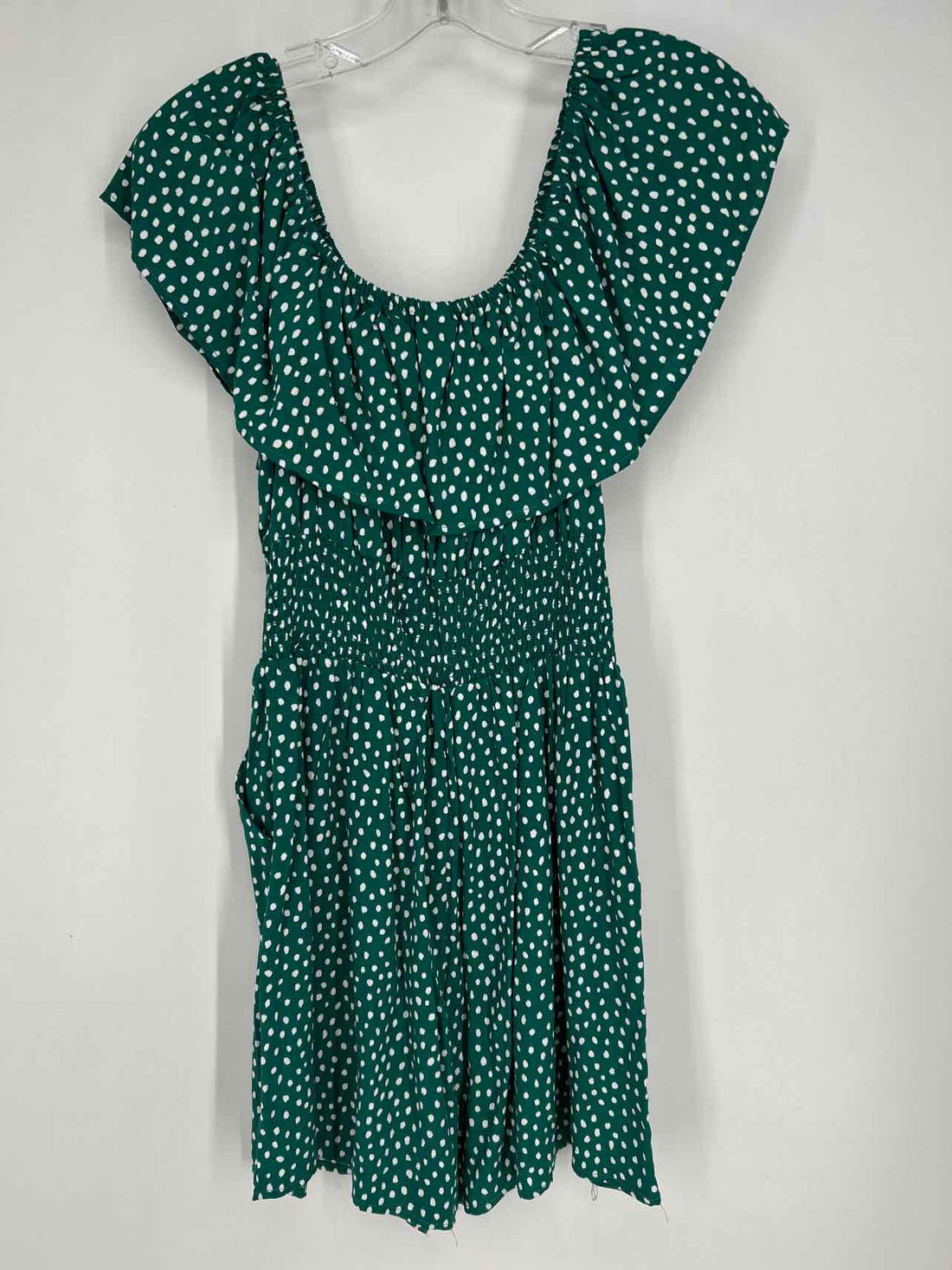 Amisu Size 8 Dark Green & White Polkadot Rompers