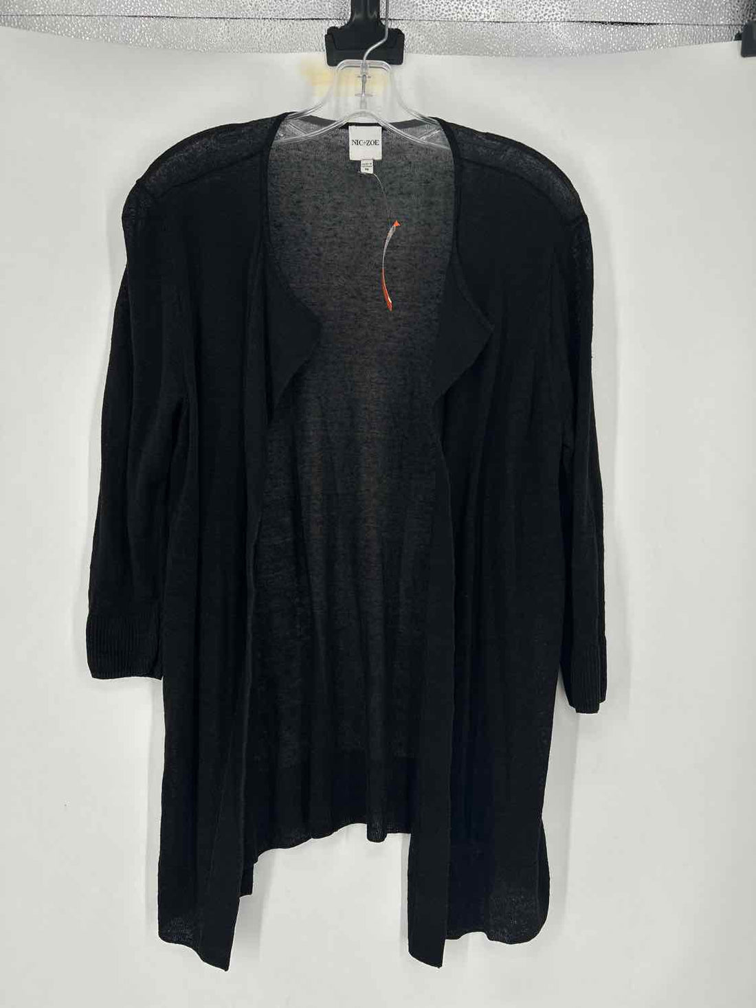 Nic+Zoe Size M Black Linen/Viscose Cardigan