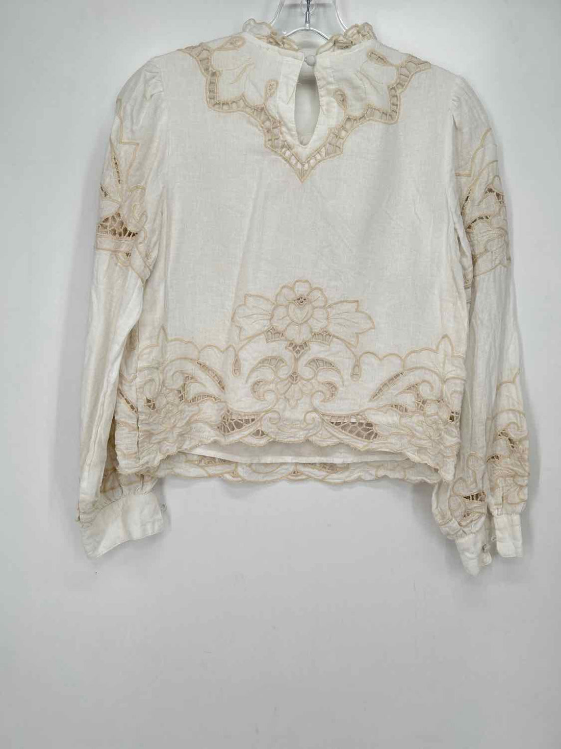 By Anthropologie Size XXS White & Cream Eyelet Long Sleeve