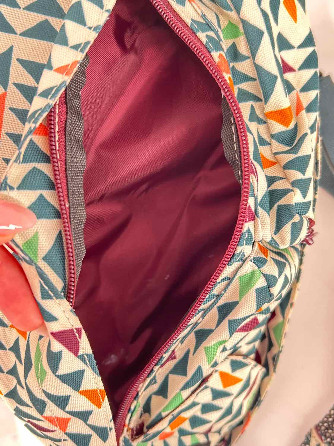 Kavu Beige & green print Canvas Crossbody