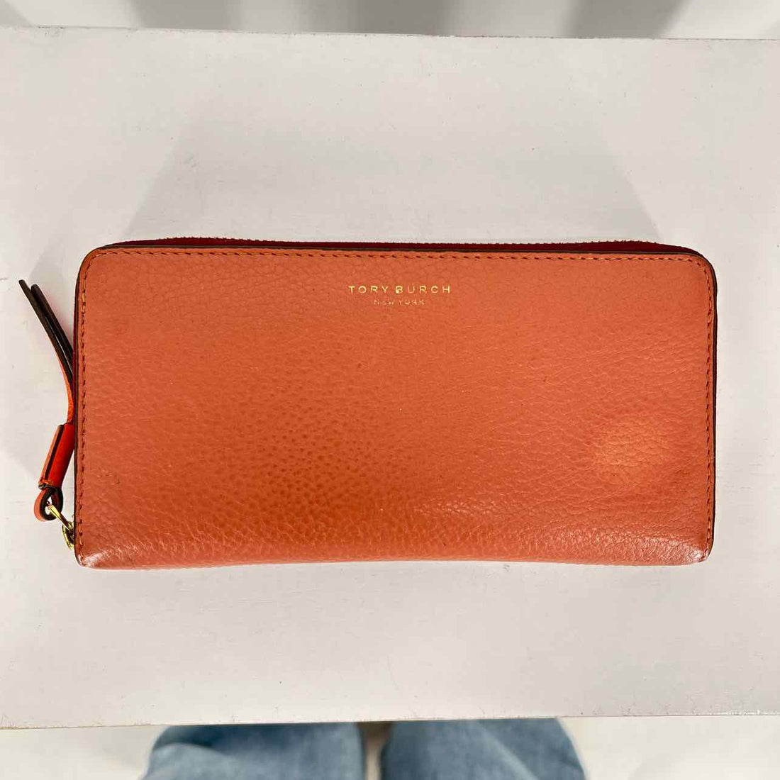 Tory Burch Burgundy Colorblock Leather Pre Owned Wallet