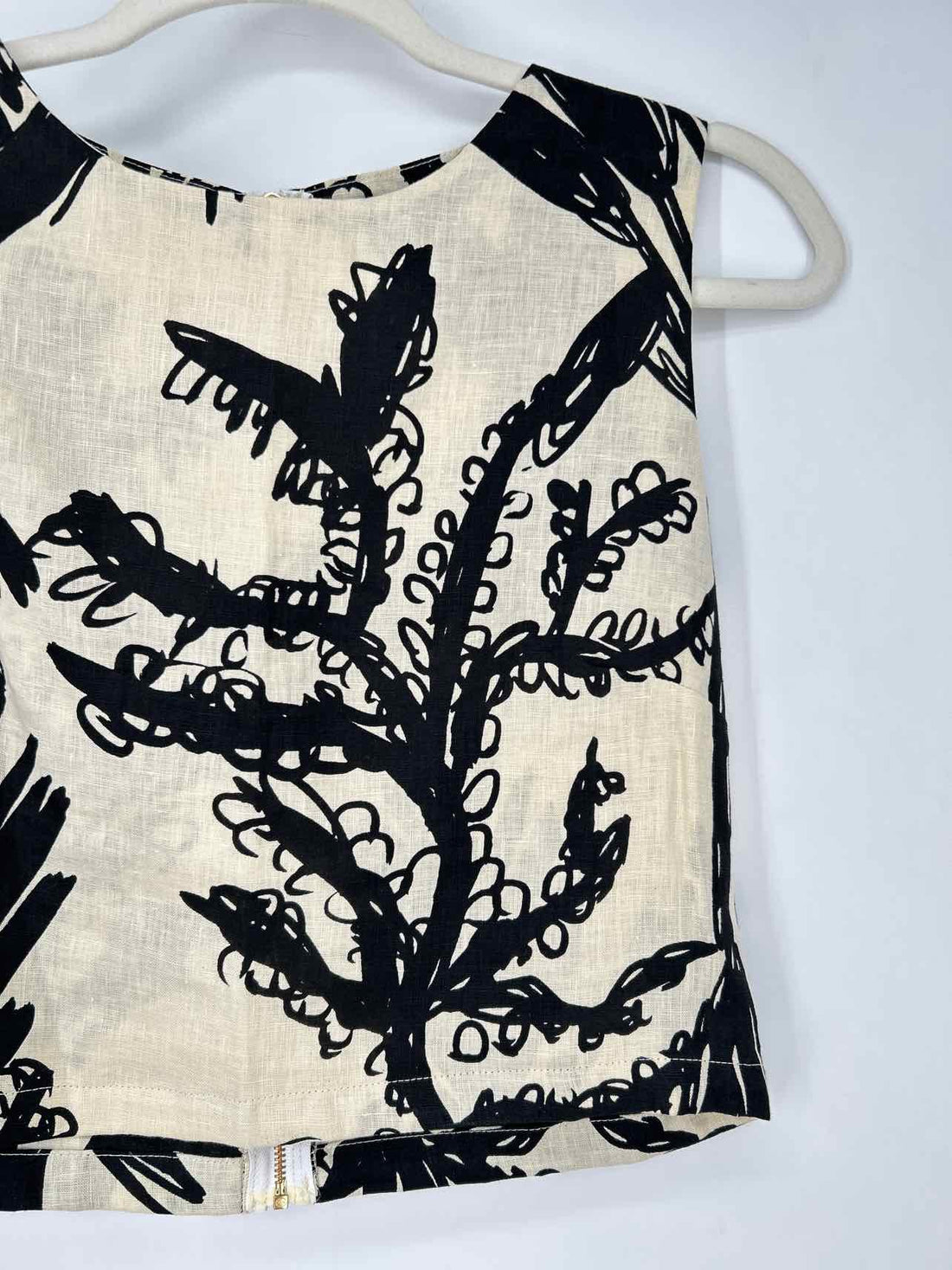 Bel Kazan S Cream & Black Linen New Boutique Top