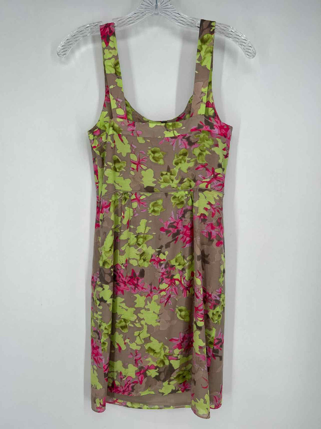 Banana Republic Size 0p Taupe Green & Pink Cotton/Silk Vintage Dress