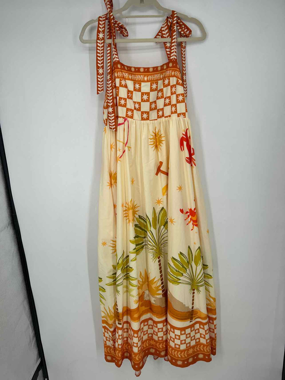 Flying Tomato L Orange & Cream Print New Boutique Dress