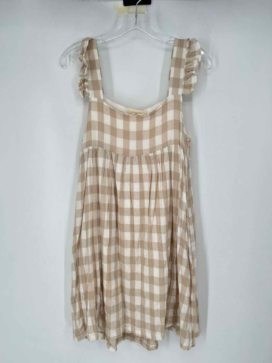 By Together Size S Tan Gingham Dress