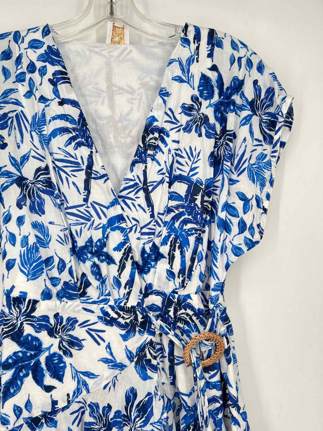 J. Marie Size S White & Blue Print Short Sleeve Dress