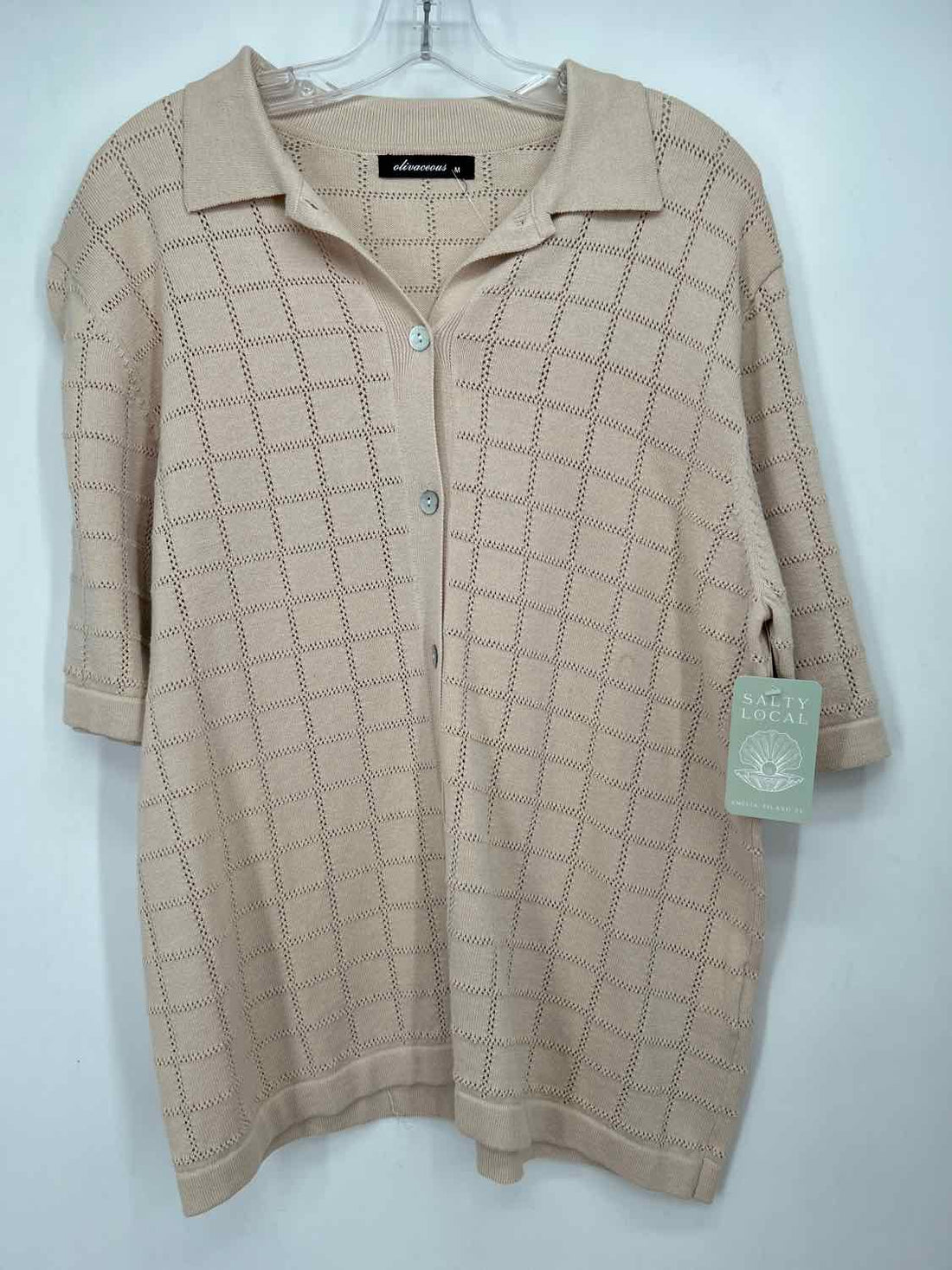 Olivaceous Size M Beige Perforated NWT Short Sleeve