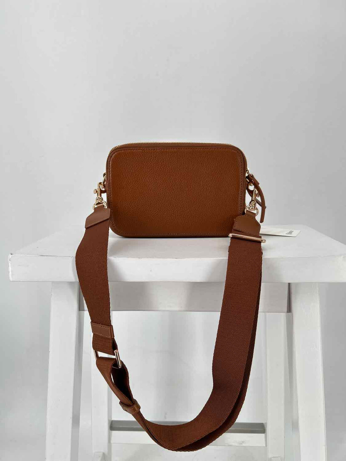 Quince Cognac Pebbled Leather NWT Crossbody