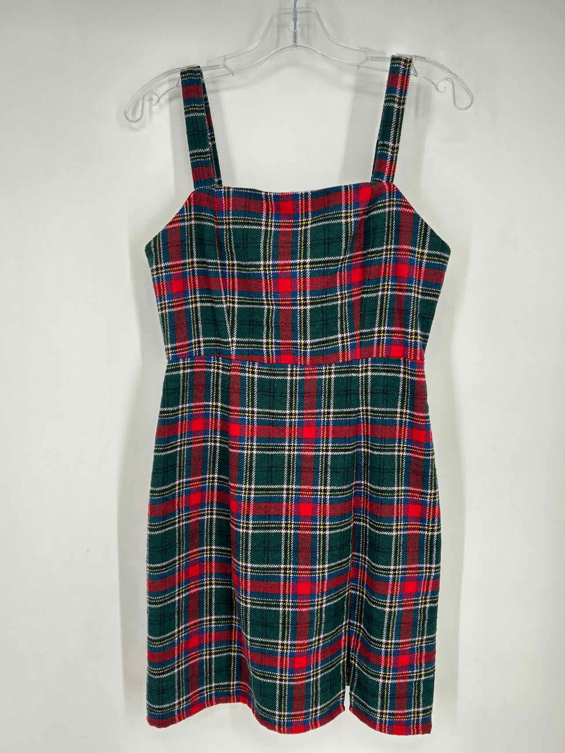 Copper Key Size S Green & Red Plaid Sleeveless Dress