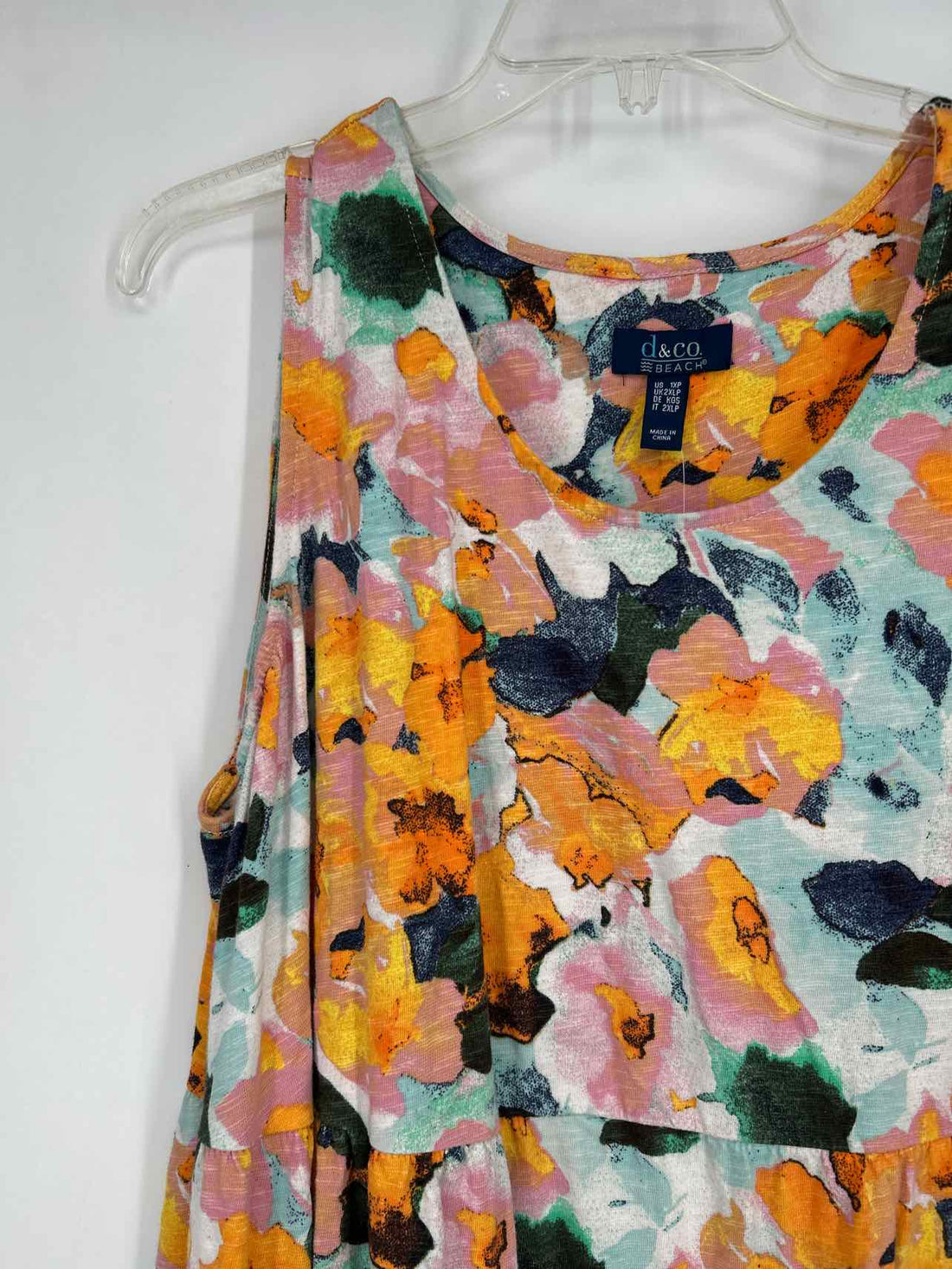 D&Co beach Size 1X Watercolor Floral Sleeveless Dress