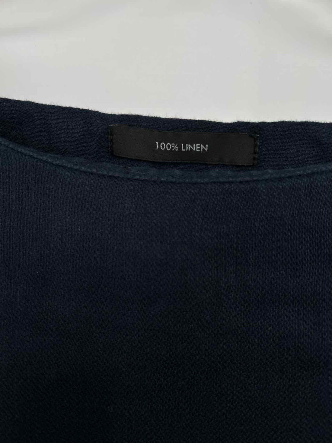 Tahari Size M Navy Linen Short Sleeve Dress