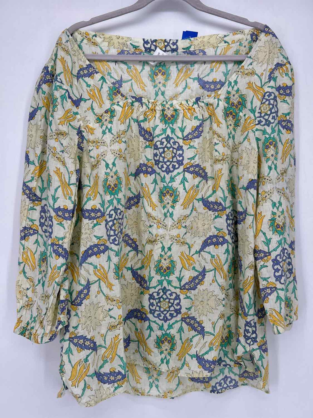 Land's End Size XL Pastel Yellow Floral Long Sleeve