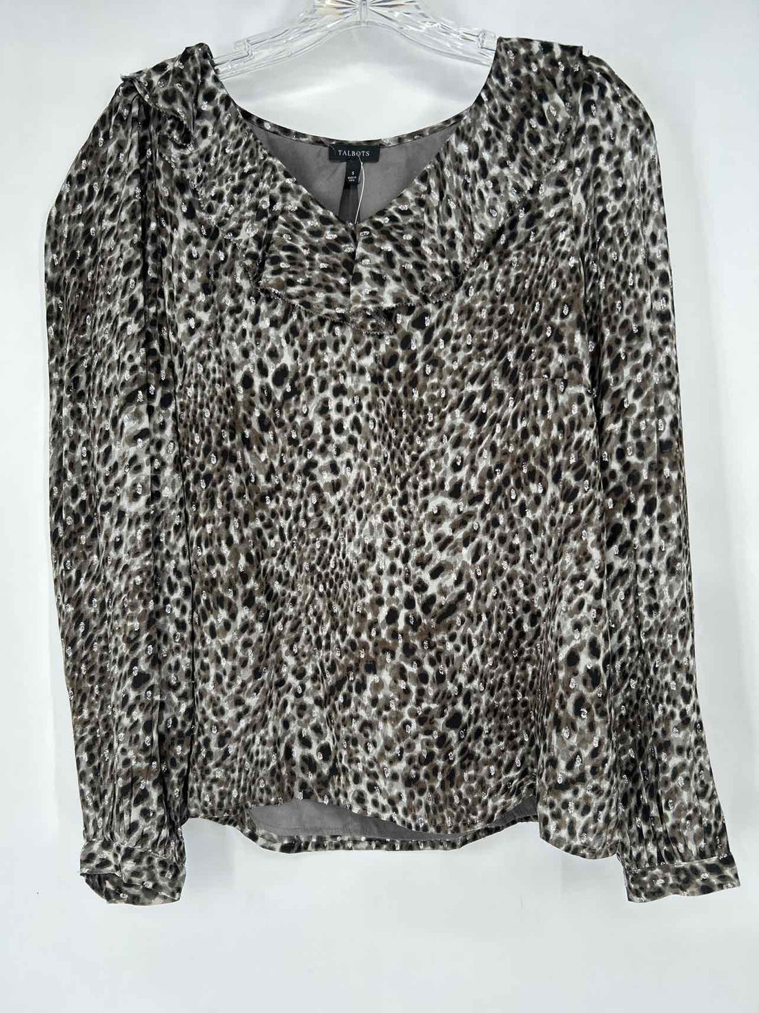 Talbots Size S Grey Leopard Long Sleeve