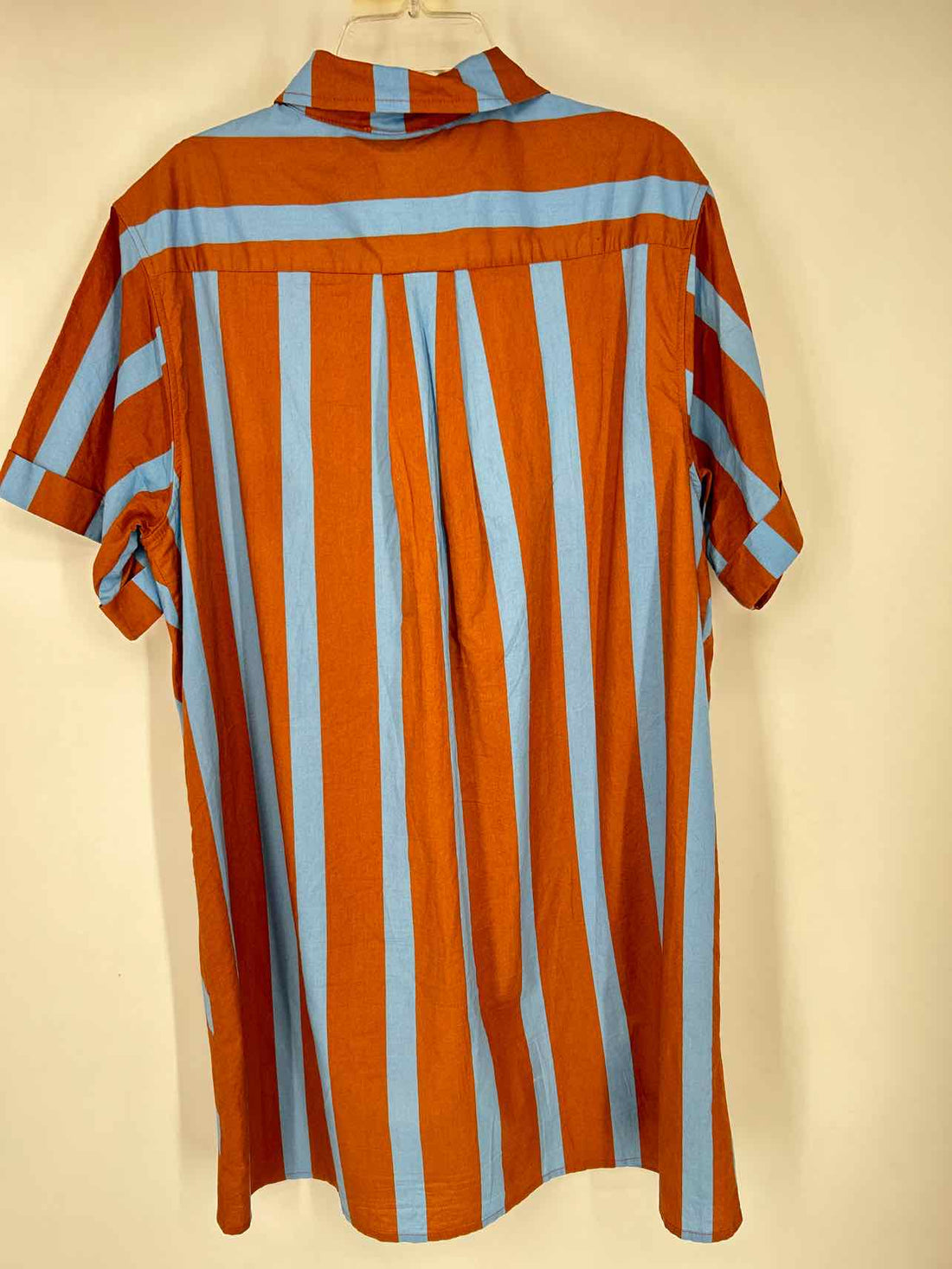 Entro Size S Brown & Blue Striped Short Sleeve Dress