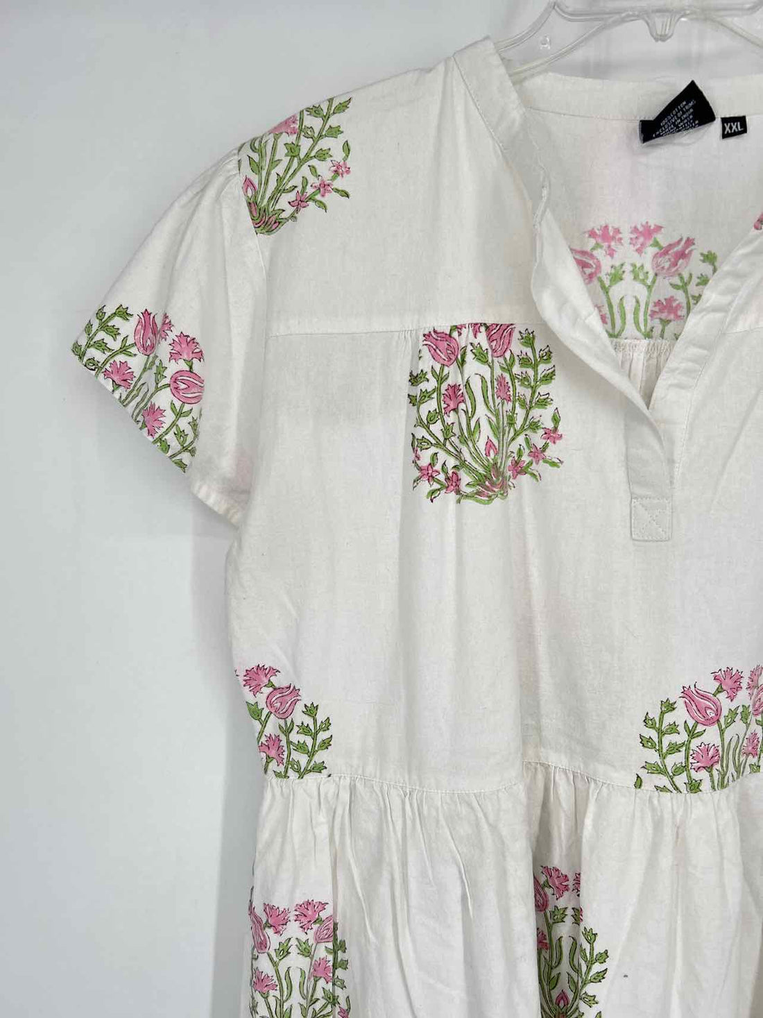 Madison Mathews Size XXL White Floral Short Sleeve Dress