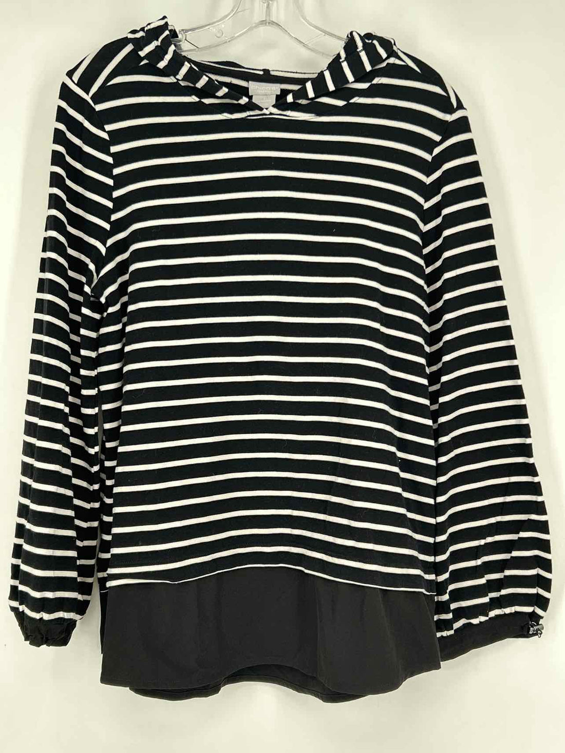 Zenergy by Chicos Size 1 (M) Black & White Striped Hoodie