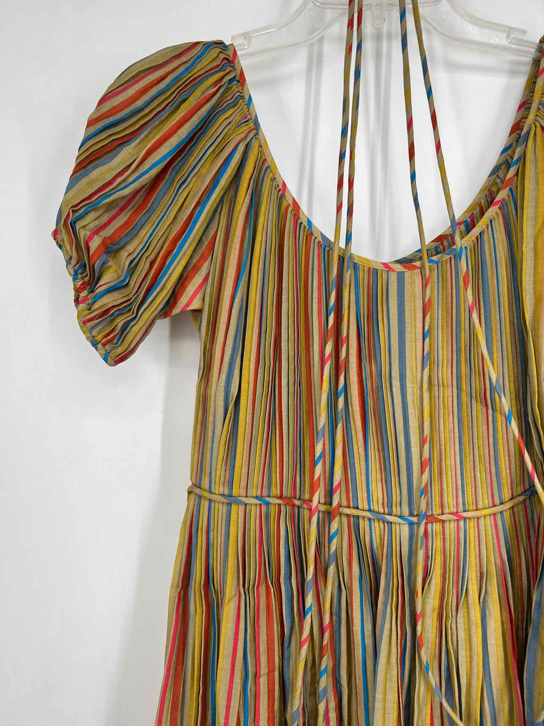 Tory Burch Size 4 Pale Olive Striped Cotton/Silk Dress