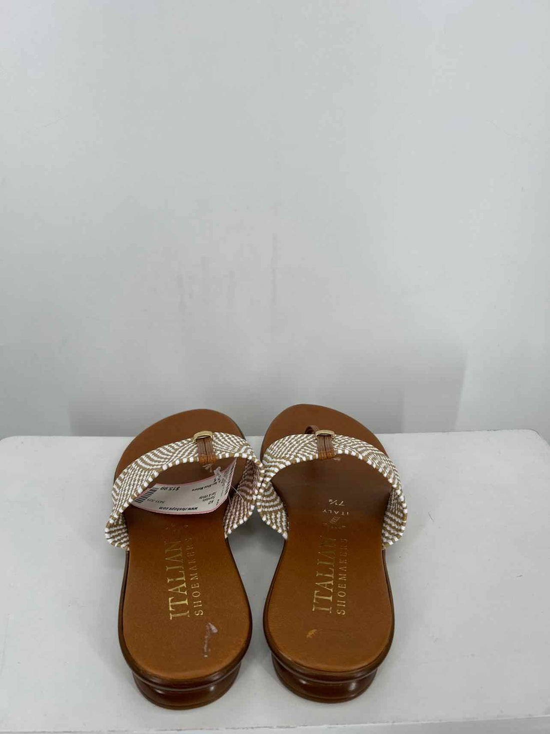Italian Shoe Makers Women Size 7.5 Tan & White Sandals