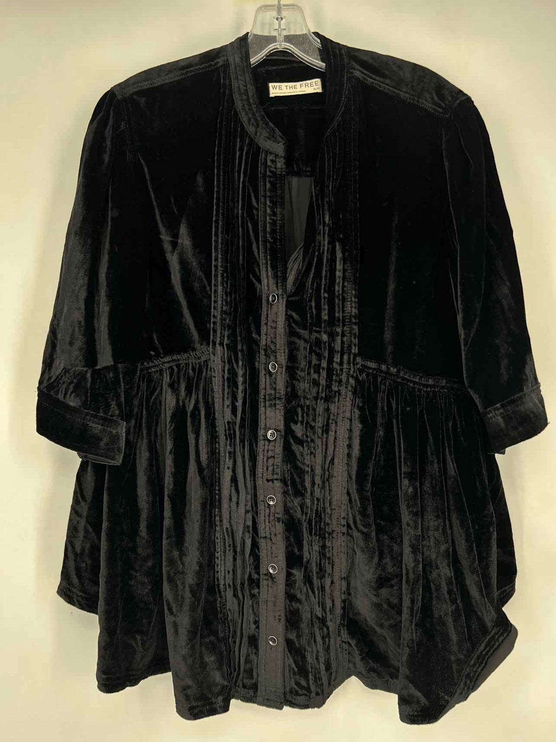 We The Free Size S Black Velvet Long Sleeve