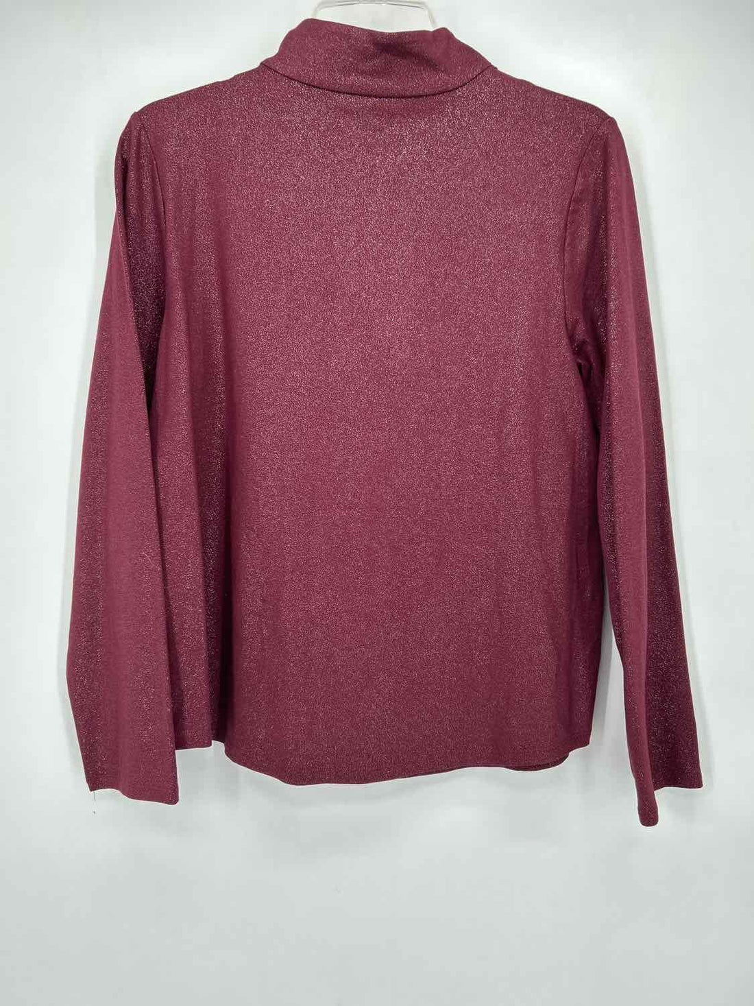 Chicos Size 1 Burgandy Shimmer Quarter Zip Long Sleeve