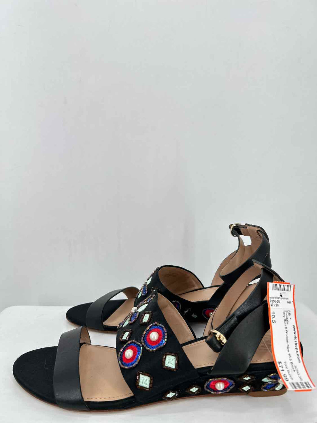 Tory Burch Women Size 10.5 Black Beaded Sandals