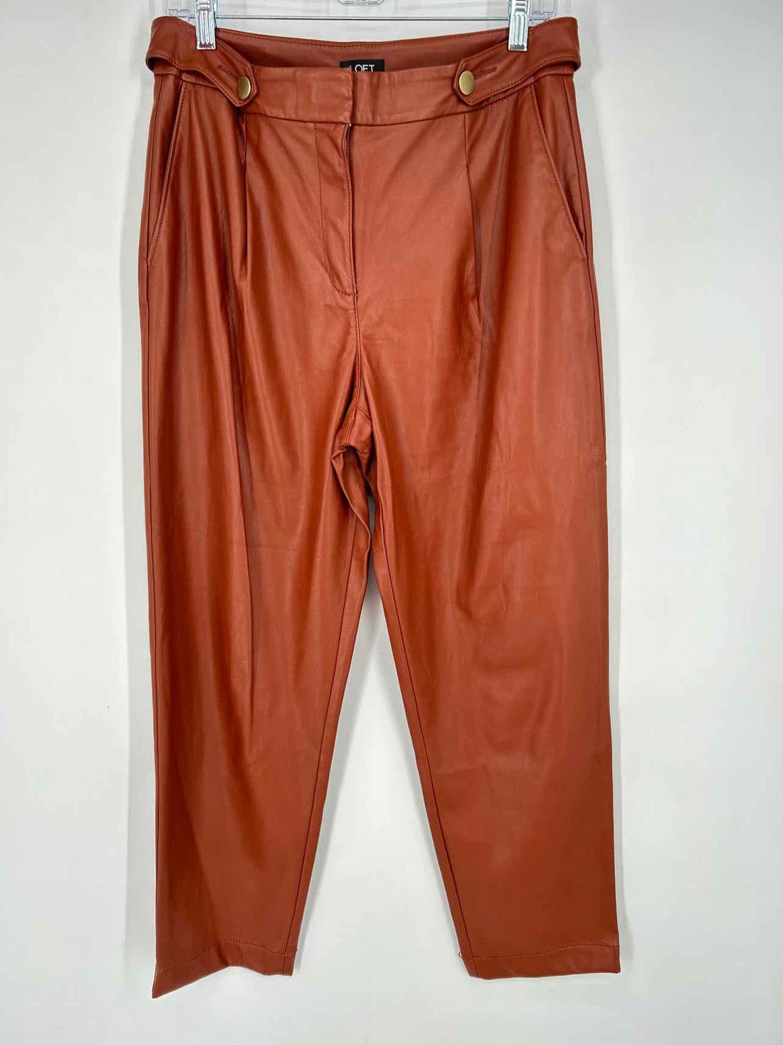 Loft Size 6 Reddish Brown Faux Leather Pants