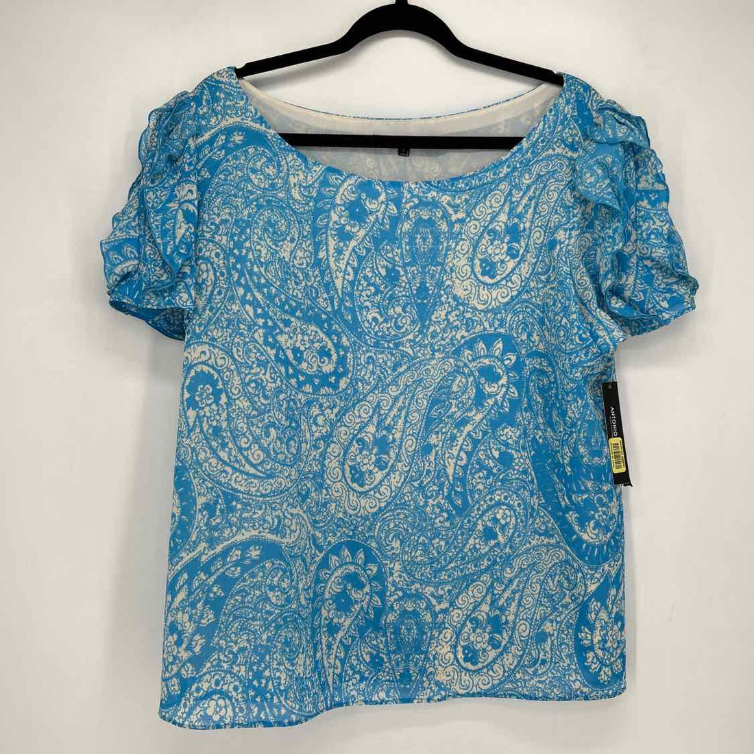 Antonio Melani Size L White & Blue Print NWT Short Sleeve