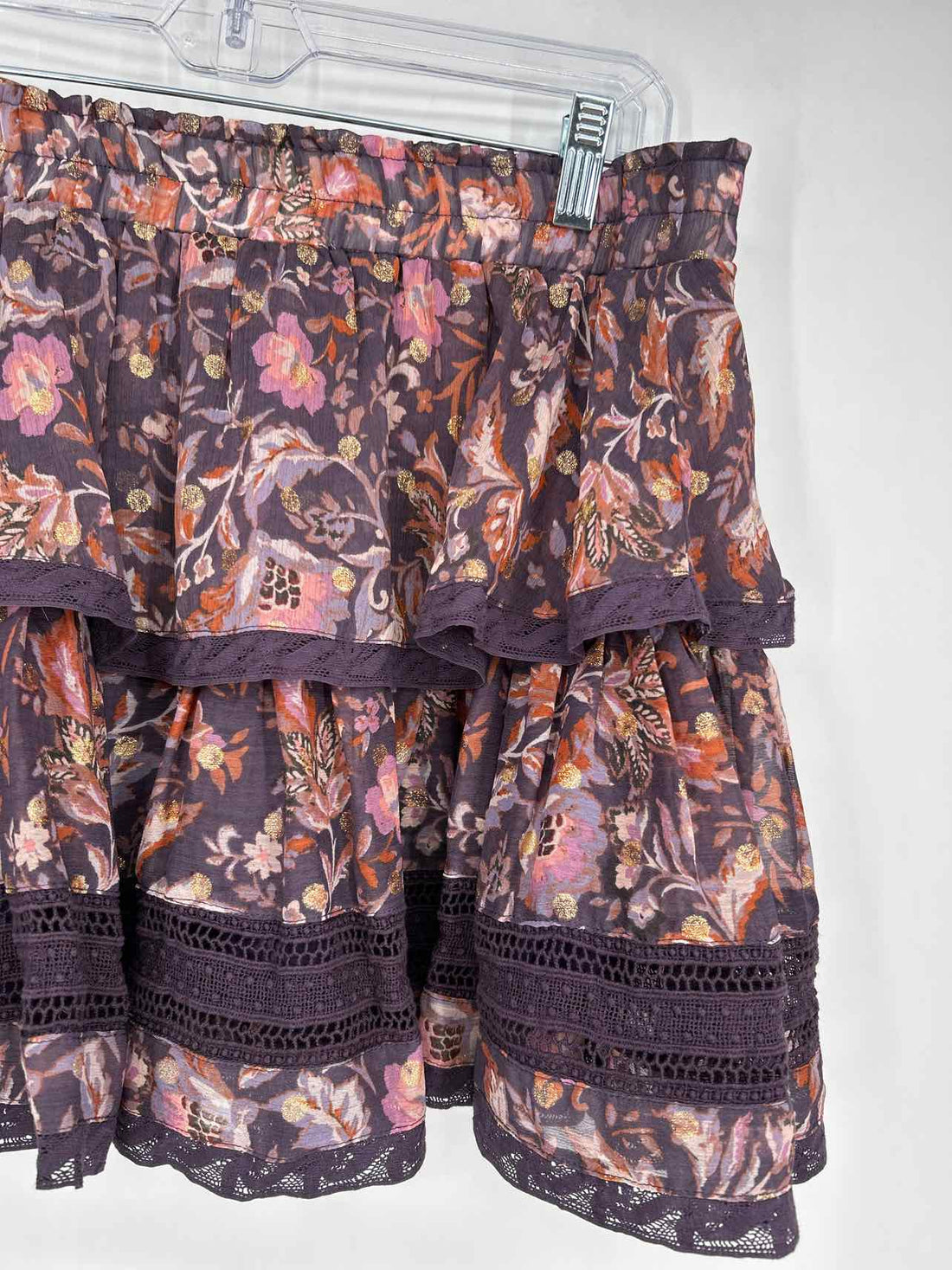 Olivaceous Size L Purple Print Skirts