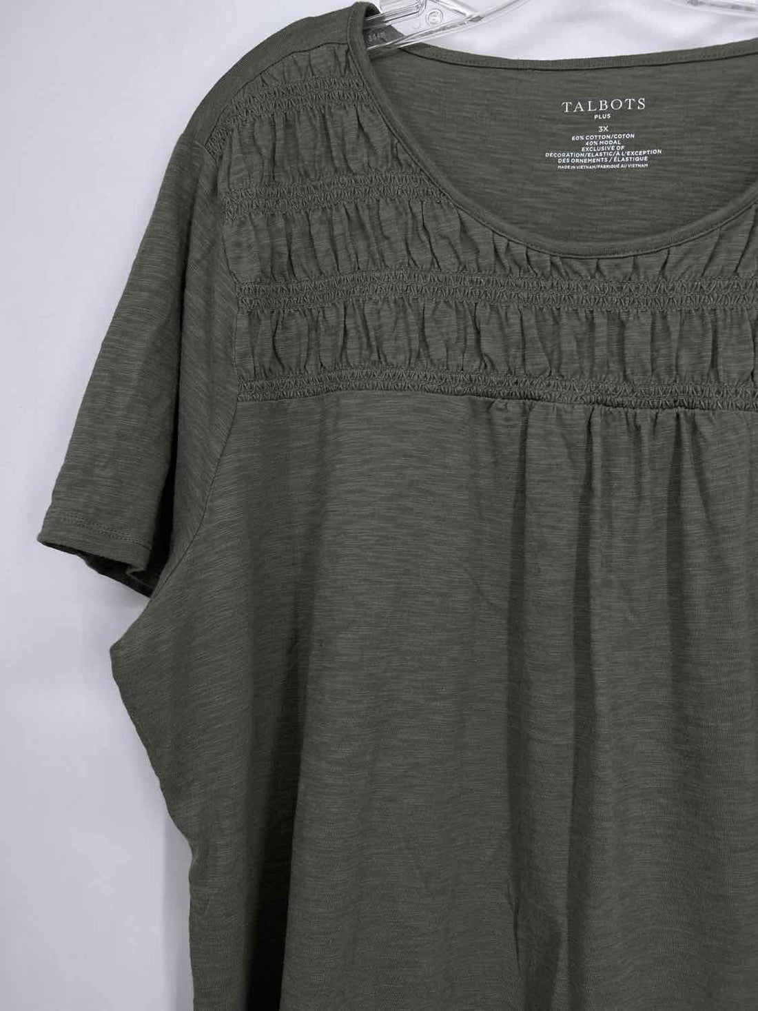 Talbots Size 3X Olive Short Sleeve Top/Blouse