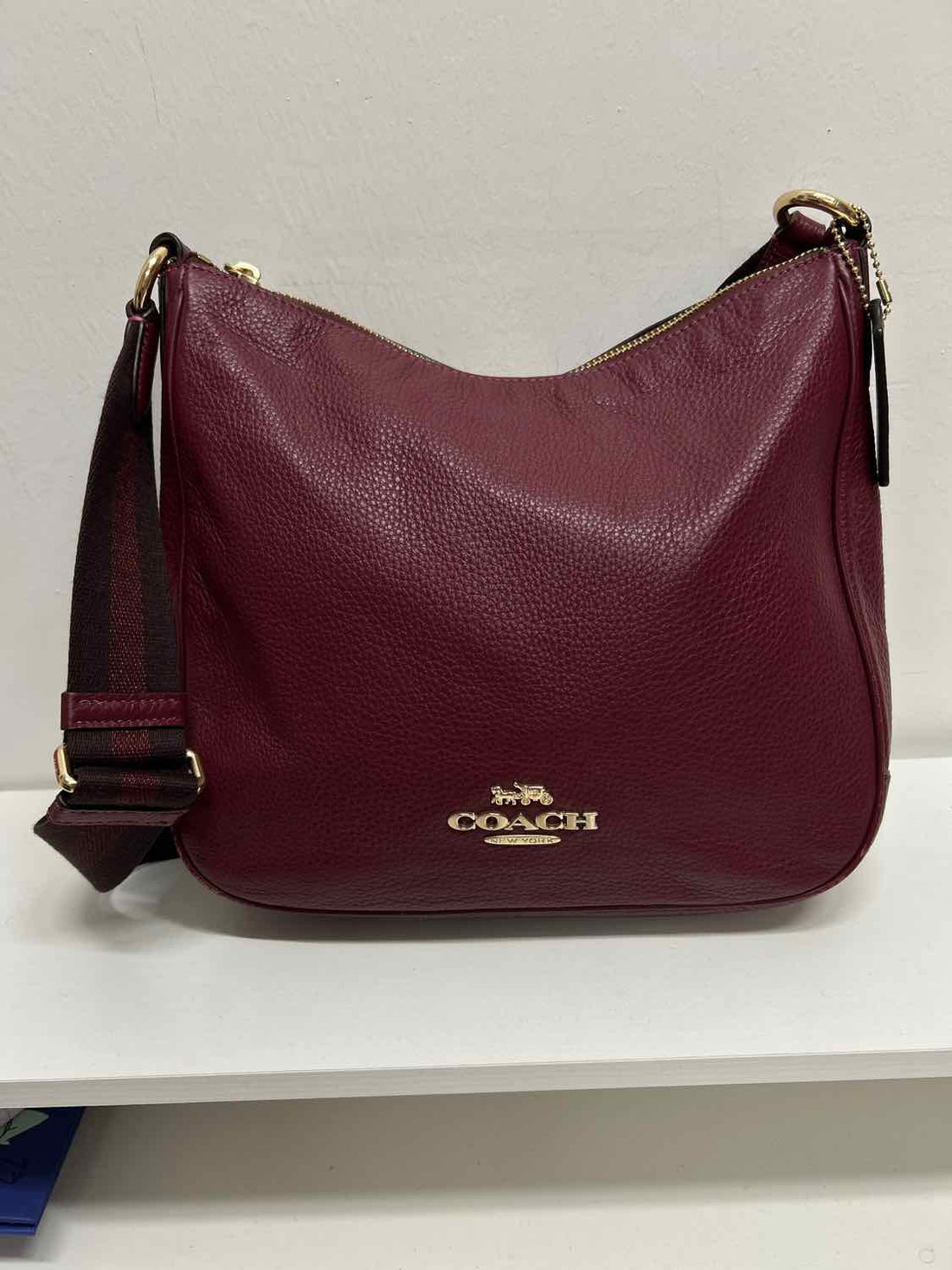 Coach Burgundy Pebbled Leather Shoulder