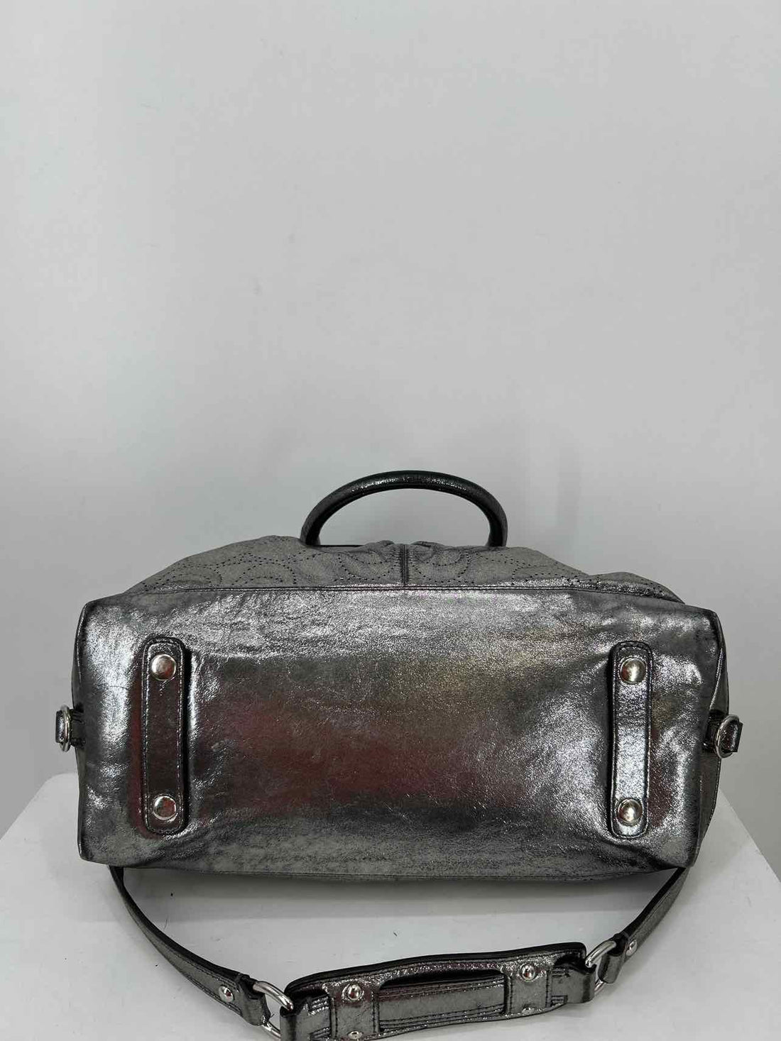 Coach Silver Perforated Leather Vintage Y2K Ashley Satchel