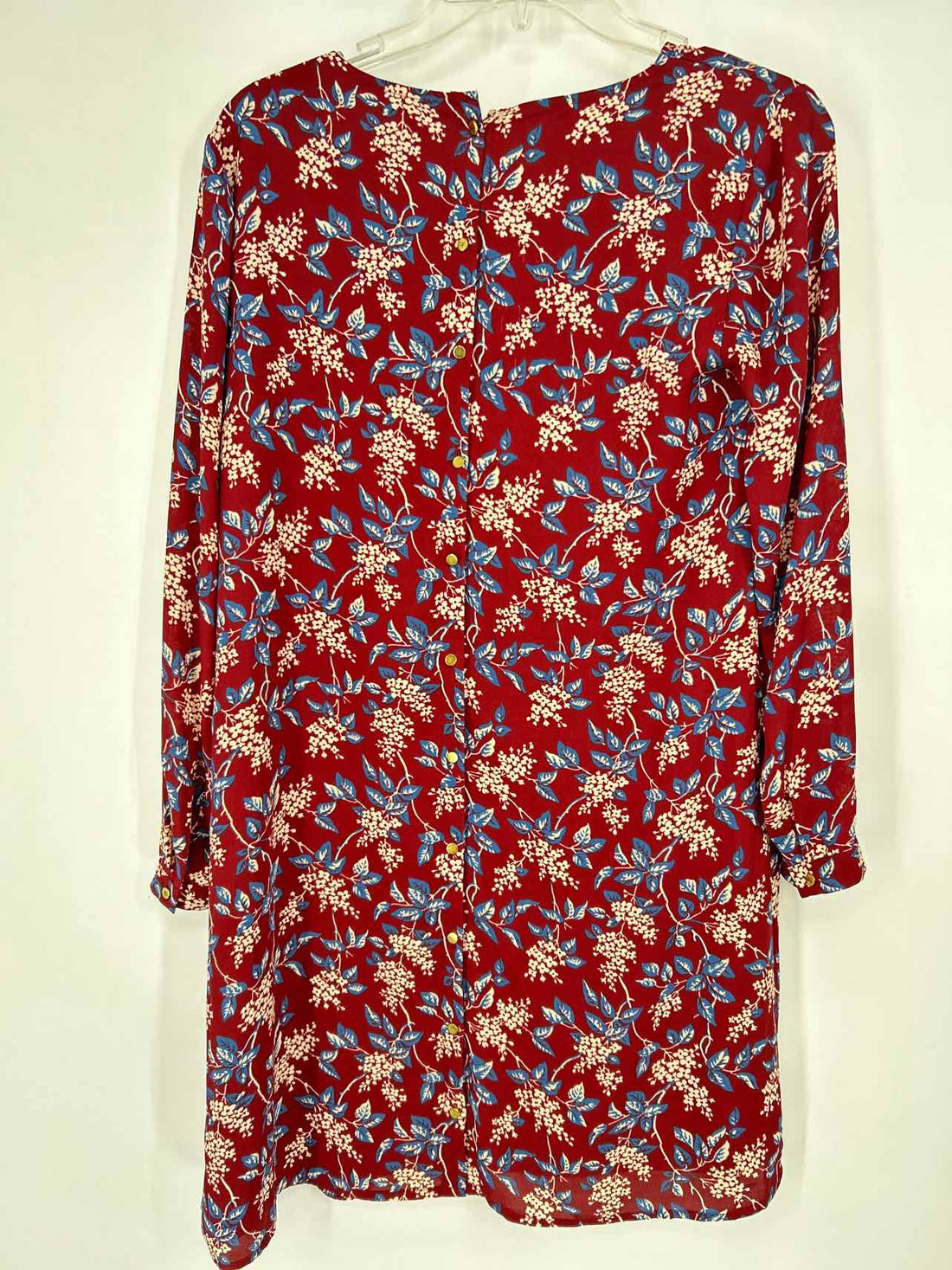 Madewell Size XS Maroon Floral Long Sleeve Dress