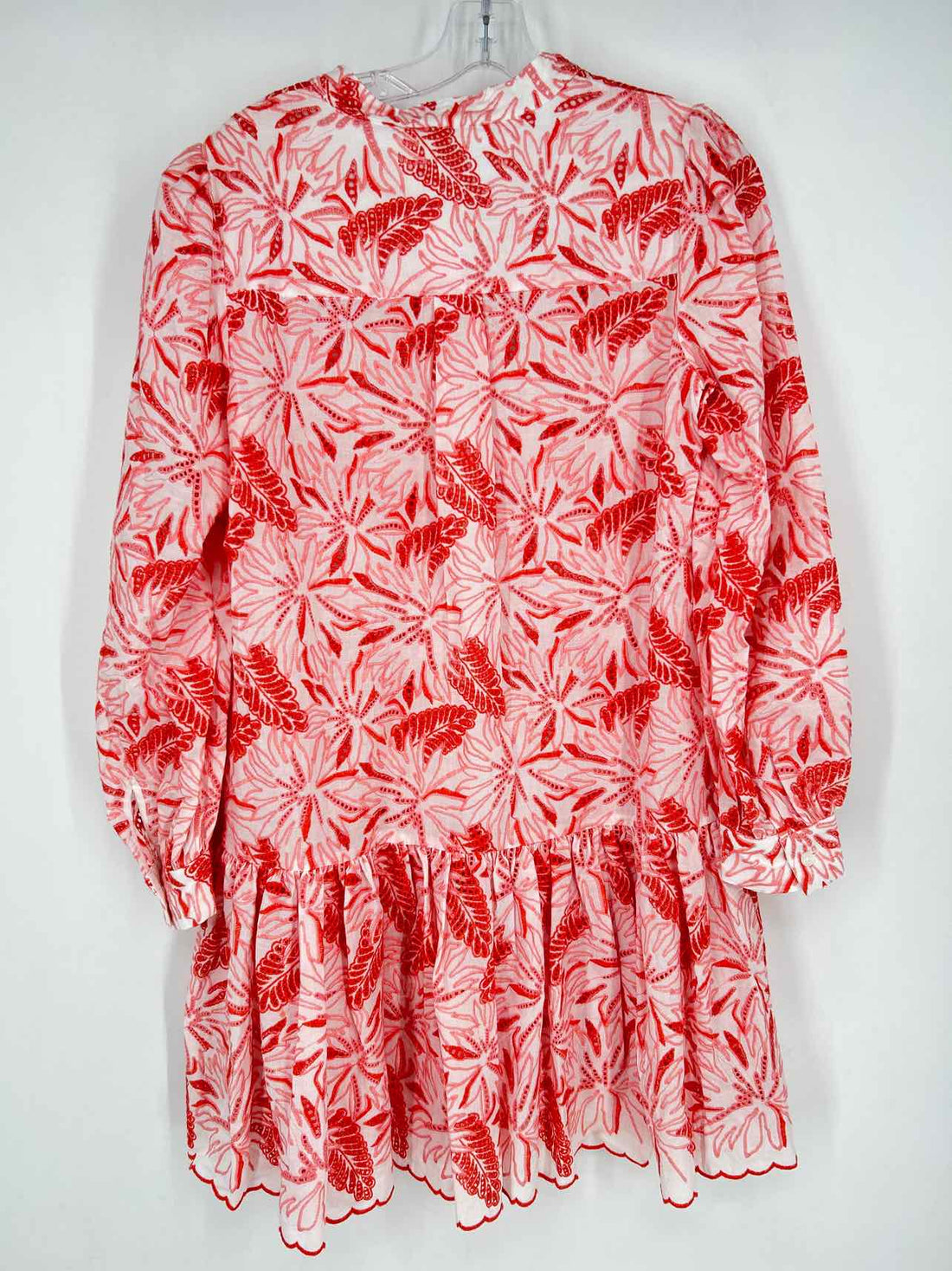 Michael Kors Size M White & Pink Eyelet Long Sleeve Dress