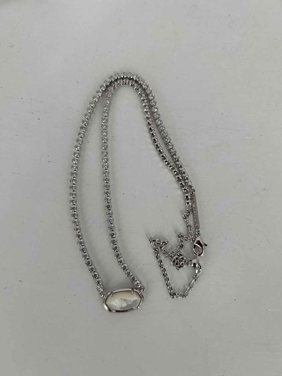 Kendra Scott Silver Rhinestone Pearl Necklace