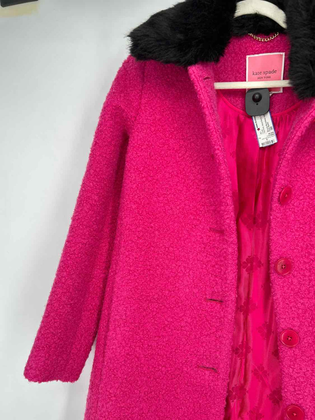 Kate Spade Size 00 Hot Pink Wool Blend Coat