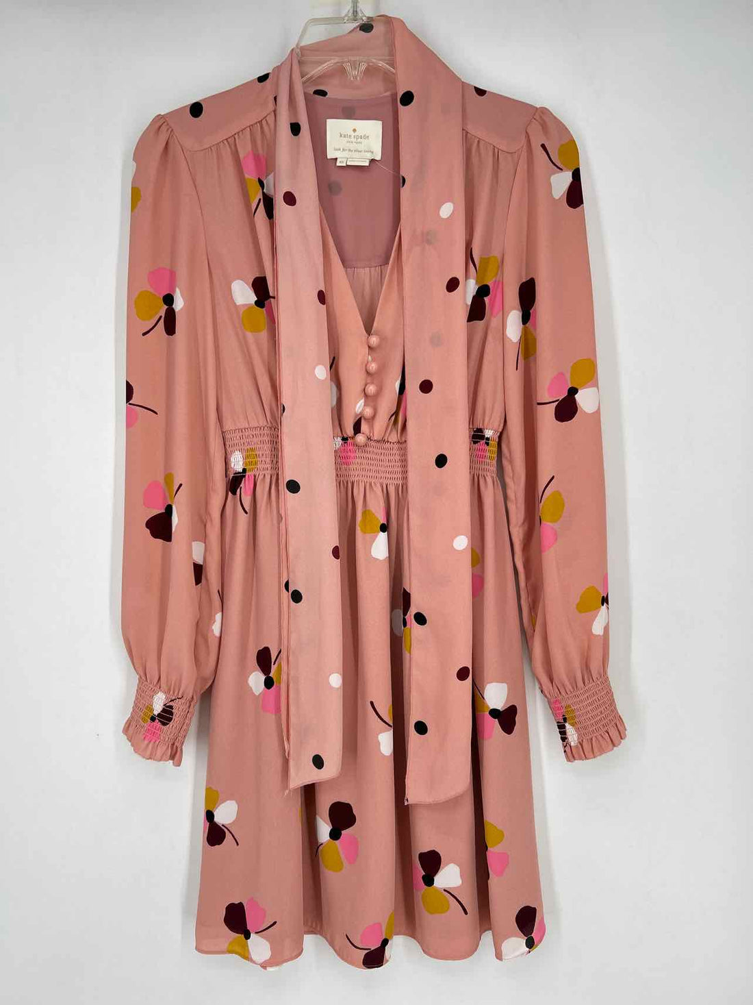 Kate Spade Size XS Pink Polkadot Long Sleeve Dress