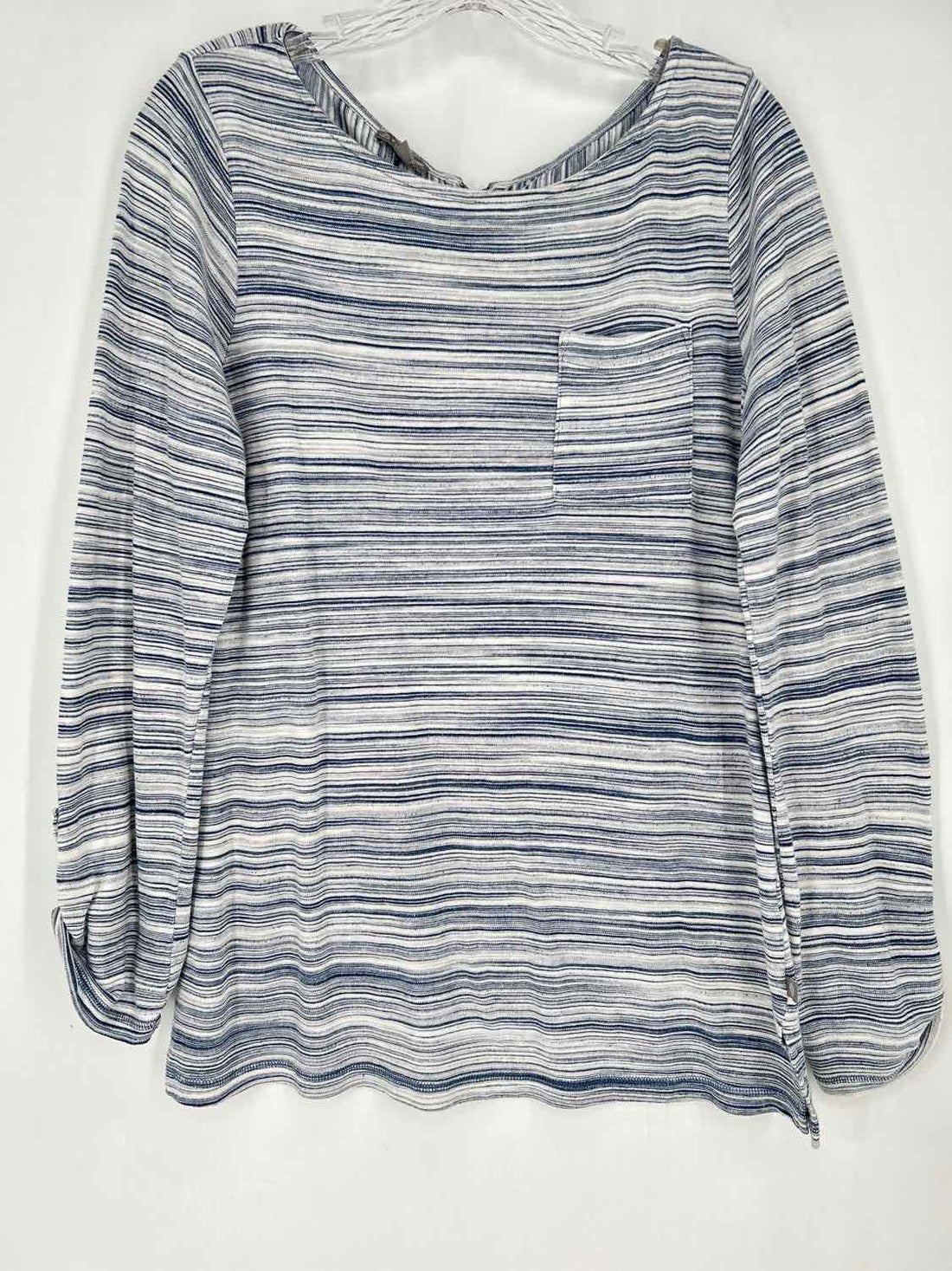 T By Talbots Size M White & Blue Striped Long Sleeve