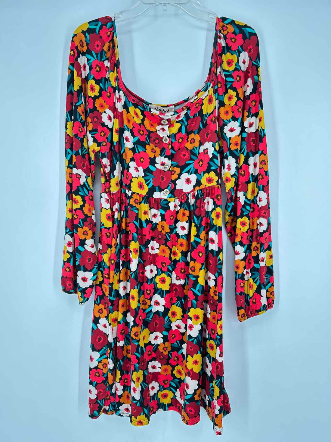 Haptics Size L Black Floral Long Sleeve Dress