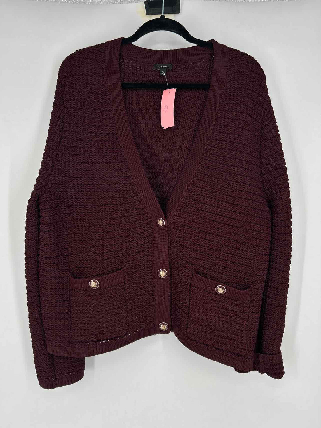 Talbots Size XL Burgandy Cardigan