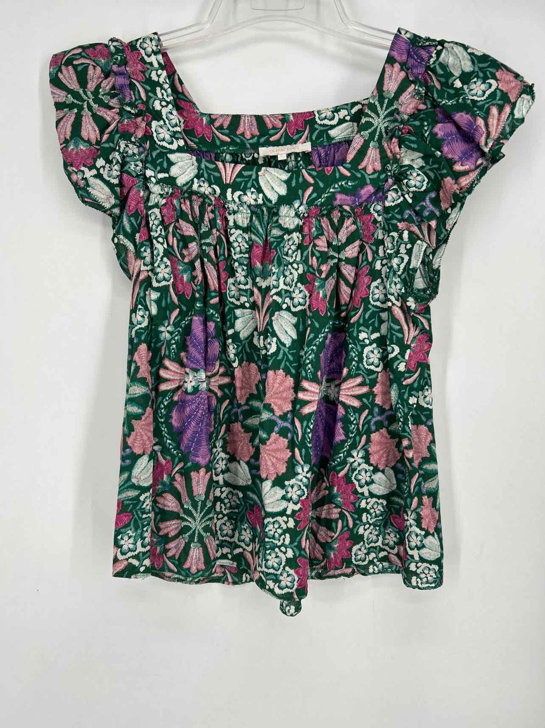 Olivaceous Size L Green Floral Short Sleeve