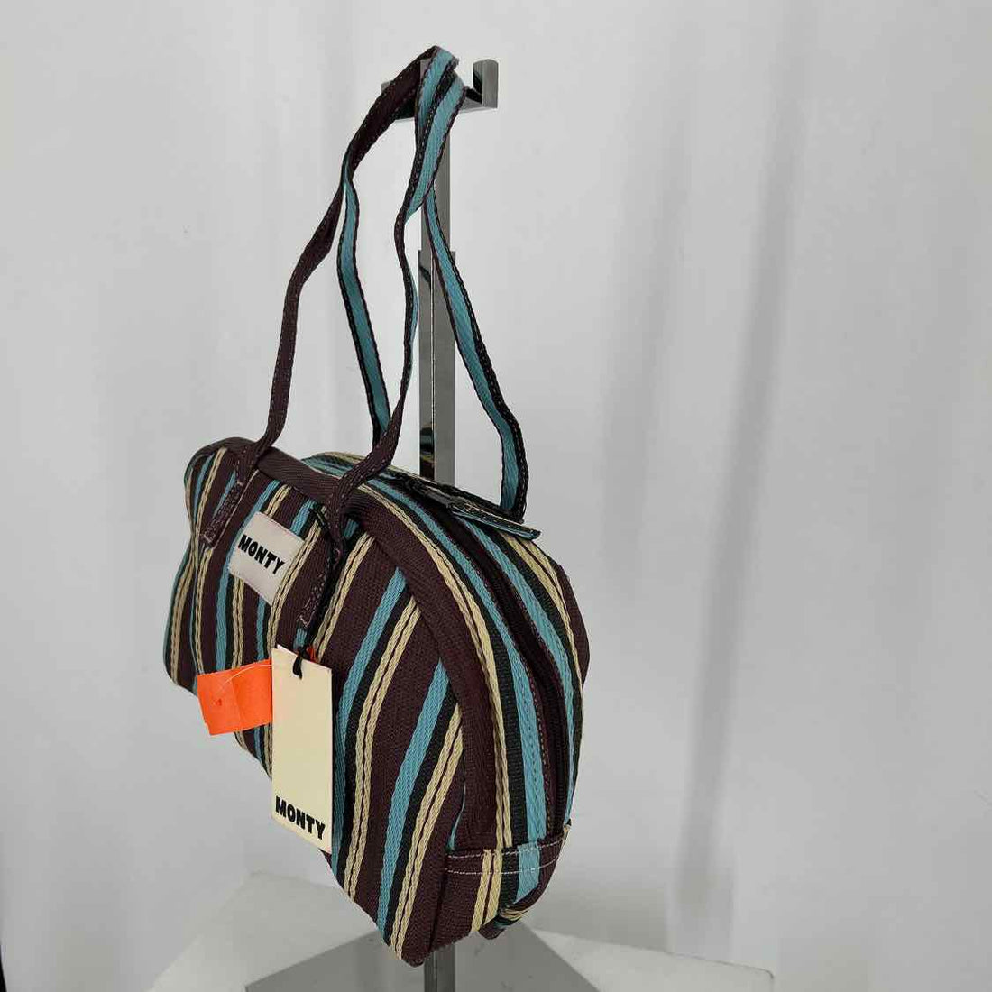 Monty Burgundy Striped Recycled Nylon NWT Arc Purse