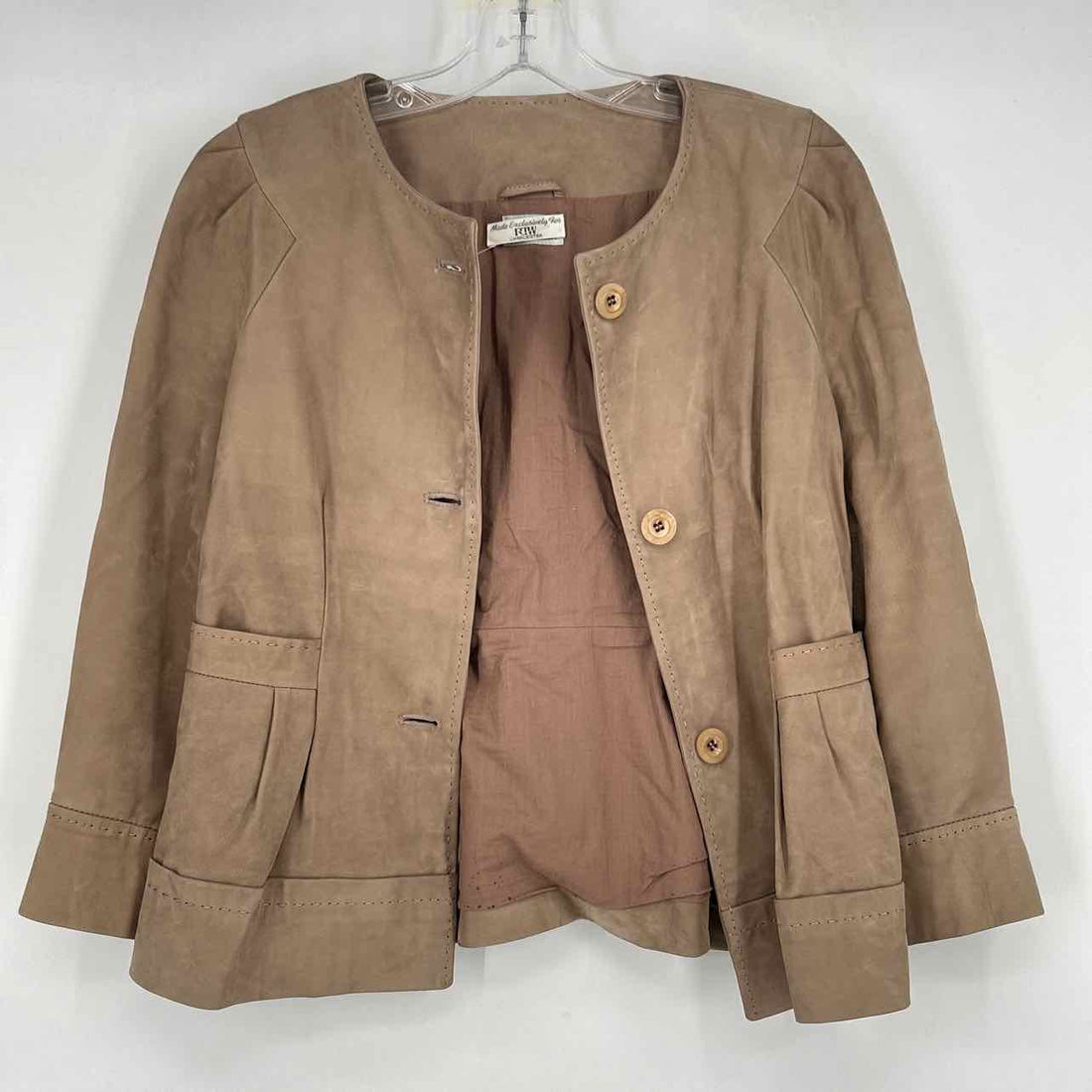Philosophy Di Alberta Ferretti Size M Khaki Leather Vintage Jacket