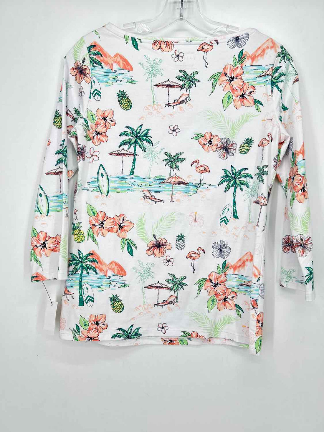 Talbots Size XS White Print NWT Long Sleeve