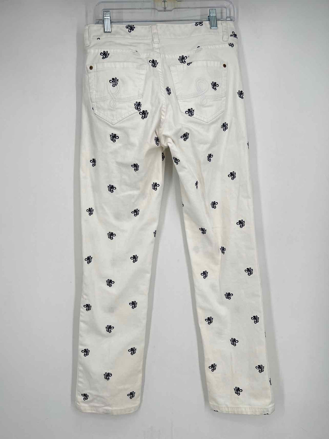 Lilly Pulitzer Size 6 White & Navy Embroidered Jeans