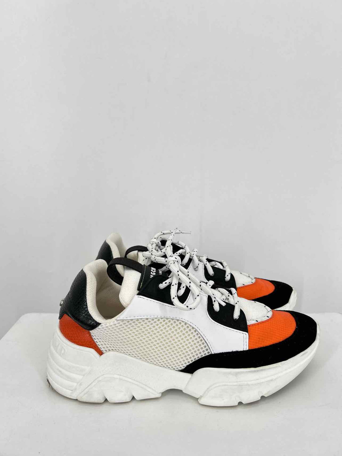 LongChamp Women Size 37 Black White & Orange Sneakers