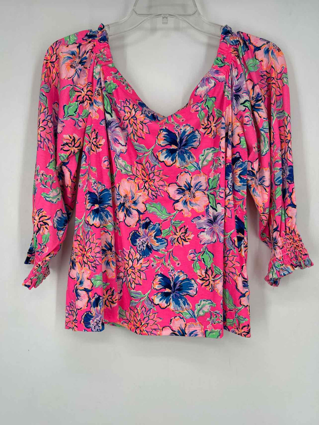 Lilly Pulitzer M Neon Pink Floral Long Sleeve Lilly Pulitzer Top