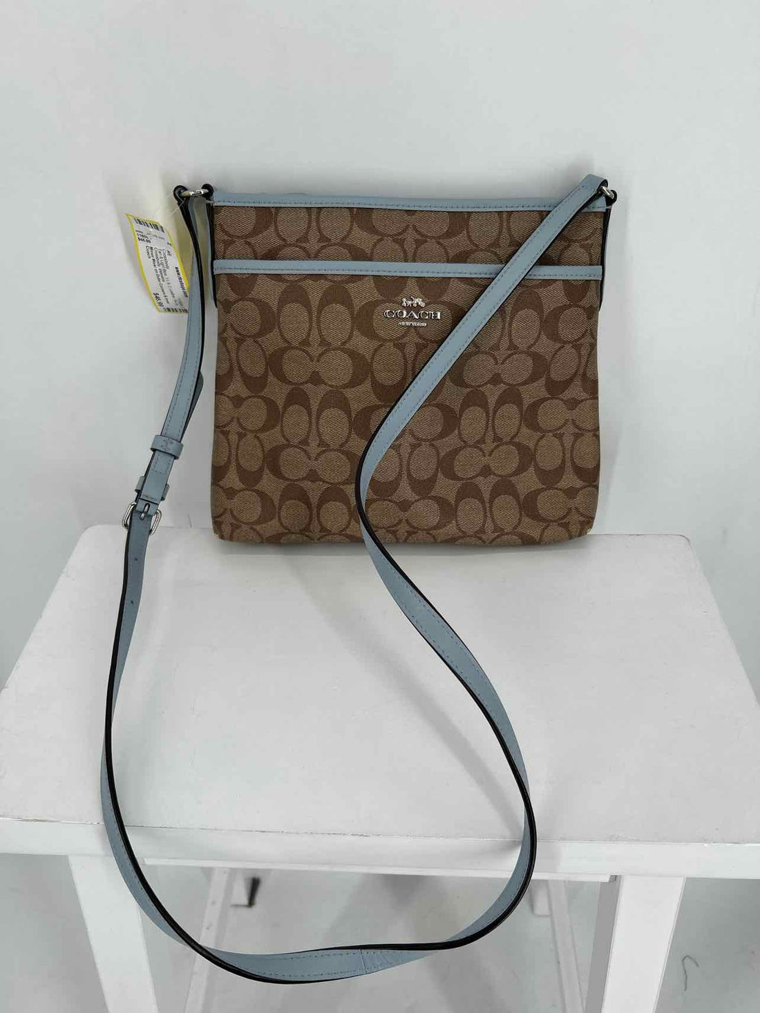 Coach Tan & Light Blue Leather As Is Crossbody